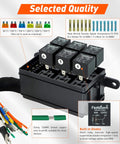 Beefy 6 Way Waterproof Fuse Relay Box With Built In Diodes Pre Wired 12 AWG Harness Includes Relays And Terminals ATC/ATO Fuses