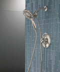 4-Setting In2ition 2-In-1 Dual Shower Head With Handheld Spray, Brushed Nickel Detachable Head With Hose, 1.75 GPM Flow, Stainless 58499-SS