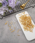 200 Pieces U Shape Copper Ring Terminals Open Barrel Brass Crimp Connectors on white tray for DIY projects