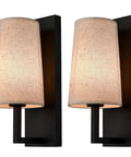 Farmhouse Black Wall Sconces Set Of Two, Modern 1 Light Hardwired Matte Black Wall Lamp With Fabric Shade, E26 Base Not Included