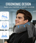 Big Hooded Travel Pillow With Memory Foam For Long Flights And Road Trips, Privacy Shield, Super Snug Neck Support