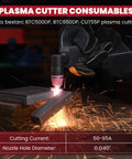 AG60P Plasma Cutter Consumables Kit With Torch Tips And Nozzles, 50Pcs Set For BTC500DP And BTC650DP in use cutting metal