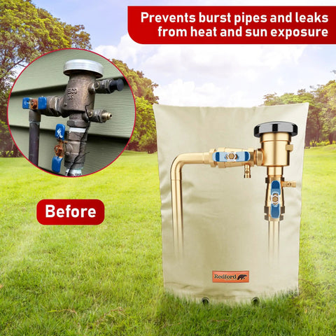 Backflow Preventer Winter Cover Insulation 24 By 24 Inches Outdoor Shield For Sprinkler Backflow And Well Pump Frost Protection UV Resistant Beige No Sweat Easy Winter Defense