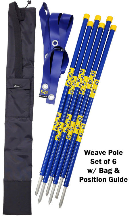 In Ground Weave Poles For Outdoor Dog Agility Training Set Of 6 Poles Only Heavy Duty PVC Construction With Bolted Steel Stakes