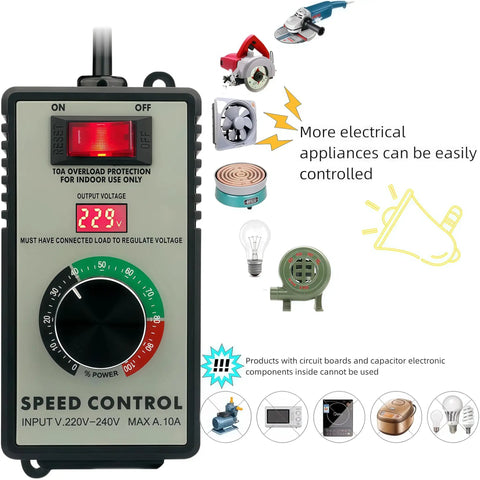 High Power 4000W AC 110V Fan Motor Speed Controller With Plug And Play Precision Knob One Turn Regulation For Smooth Accurate Speed Control And Stable Performance For American 110V Fans on display