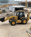 Mini Wheel Backhoe Loader Towable Digger With Front Loader And Rear Excavator in a construction site