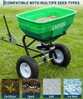 Heavy Duty Tow Behind Broadcast Spreader With 125 Lbs Hopper And 30 Settings 9.8 Ft Spread Universal Hitch For UTV ATV Or Tractor