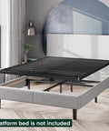 Heavy Duty Queen Bunkie Board And Thick Steel Frame Mattress Support on bed frame, setup showing slats and modern decor.