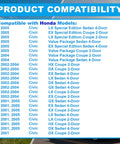 Product compatibility chart for Honda Civic models, compatible with Honda Civic 3 Piece Timing Belt Cover Kit And Gasket.