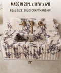 Calacatta Viola Marble Sink with Sculpted Backsplash, Fluted Vanity Washbasin, Hand-Carved Natural Stone Bathroom Basin, Custom Luxury Powder Room Sink, 28x16x6 inches.