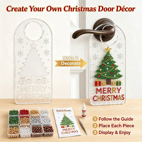 Create Your Own Stunning DIY Pearl Crystal Door Hanger Kit With Sparkling Diamond Accents For A Festive Tree Theme, acrylic door hanger set