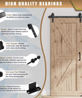 Image of an installed 8 Foot Sliding Barn Door Hardware Kit For Single Doors 42 To 48 Inches Wide with track and fittings.