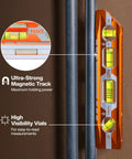 Image of 8 Inch Pitch Vial Torpedo Level With Magnetic Track Pro Grade Readouts 0 45 90 And Pitch In 1/8 Inch Increments on pipes.