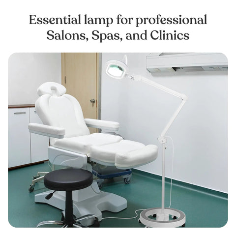 Hands Free LED Magnifying Glass With Adjustable Stand And Floor Lamp, XL Magnifier Lens On 5 Foot Reach, 6-Wheel Base in salon