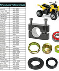 Beefed Up Steering Stem Bushing Collar Bearing Seal And Holder Nut Tool Kit for Yamaha ATV Models Beside Chart and ATV