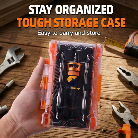 Sweet Shop Essential Countersink Drill Bit Set With Magnetic Bit Holder in tough storage case, compact and easy to handle.