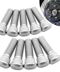 Rock Solid Extended Wheel Studs 10Pc Set M12x1.5 Threading 49Mm Reach Tough Steel Lug Hardware in silver finish.