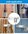 Stainless Steel Padlock Latch 5 Inch Heavy Duty Locking Hasps for Cabinets Closets and Doors with Keyed Lock in various installations