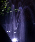 Grade A 132 GPH Solar Fountain Pump And Panel Kit built with dependable battery pack and bright LED light in operation at night.