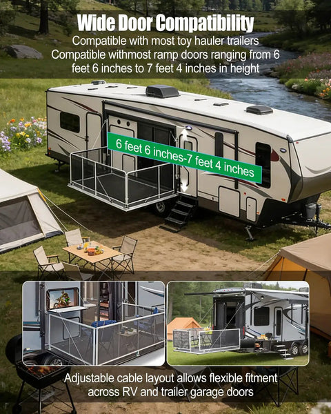 Conversion Cable Kit For Toy Hauler Patio Door With 109 Inch Stainless Steel Support System And Ramp To Deck Upgrade Hardware Set For RV Garage Entry Beefed Up Heavy Duty Construction For Smooth Setup And Lasting Outdoor Space