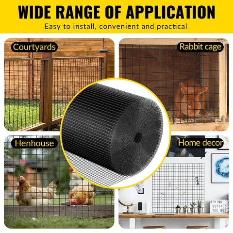 Black PVC Coated Hardware Cloth Wire Mesh 24 Inch By 25 Foot One Half Inch Opening 19 Gauge Heavy Duty Galvanized Inside With PVC Outside Coating For Chicken Coop Fence Animal Control Gutter Guard And Home Improvement