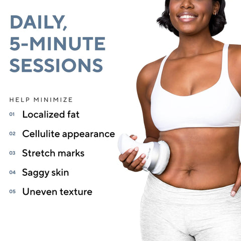 Body Sculpting Machine For Targeted Skin Firming And Anti Cellulite Massage With Lymphatic Drainage, Legs Stomach And Arms, Interchangeable Pads To Improve Texture And Smooth Skin used by a woman on her stomach