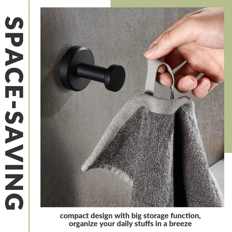 Matte Black Robe Towel Hook With 11 Lb Capacity 304 Stainless Steel Round Heavy Duty Coat Hook For Home Storage Wall Mount Secure End Hook