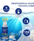 Top Shelf Aquarium Test Strips Checks Ph Ammonia Chlorine Hardness Alkalinity Nitrite Sulfate Copper Iron For Freshwater And Saltwater Fish Tank Water Clarity Kit in a clear aquarium setting.