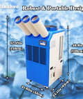 Heavy Duty Portable Air Conditioner 220V Industrial Cooling Unit 22178 Btu with three ducts and 14L water tank
