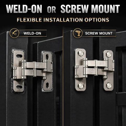 Beefy Heavy Duty Stainless Steel Trap Door Gate Hinges 180 Degree Swing Weld On Mount For Square Tube Gates garden farm barn use