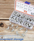 9 Type Galvanized Metal Grease Fittings Kit For Grease Guns Pro Grade Zerk Set M6 M8 M10 45 And 90 Degree Fittings 60pcs displayed