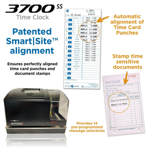 Workhorse Heavy Duty Time Clock And Document Stamp Featuring Smart Led Alignment Dual View Windows For Hassle Free Employee Punch Tracking And No Nonsense Business Attendance Solutions display with time card and stamp