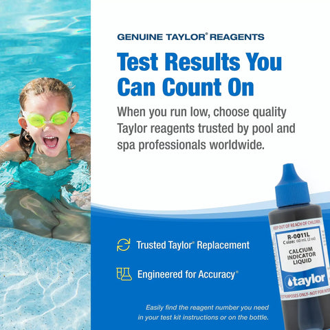 Calcium Indicator Liquid 2 Ounce Dropper Refill For Pool And Spa Water Test Kits Easy Calcium Hardness Testing Prolong Kit Life Replace Annually Made In USA bottle