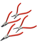 4 Piece Fixed Tip Internal And External Snap Ring Pliers Set, 7 Inch Length, Built Tough Forged Construction, Red Handles, Model 82150