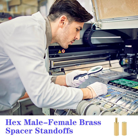 Top Shelf 280 Pcs M2.5 Motherboard Standoffs And Premium Brass Screws Kit For Desktop Builds And Electronics used by technician inspecting standoffs.