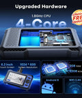 Bidirectional OBD2 Scanner All In One For All Car Systems With 3000 Plus Active Tests Pro Grade Diagnostic Tool showing 4-core CPU