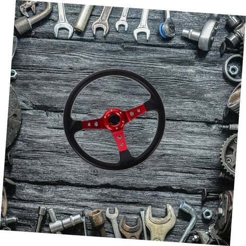 14 Inch Racing Steering Wheel for Cars and Golf Carts PU Drifting Wheel With Horn Button Red 350mm Diameter