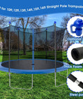 Zero Hassle Trampoline Safety Net Pole Replacement Set With Thick Foam Covers For 10 To 16 Foot Frames Universal Straight Leg Compatibility Up to 1.65 Inch Diameter Quick Setup in a grassy park.