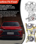 Red car front view, Oil Pump Assembly And Timing Chain Cover With Gasket For Chevy Cruze 2011 2015 Sonic 2012 2020 Trax 2013 2021 Buick Encore 1.4L 2013 2021 Replaces OE 25199424