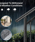 Top Tier Adjustable 5 Step Handrail Kit Straight Up Safety Driven Fence Style Stair Railing For Indoor Outdoor Porch Deck Steps Heavy Duty Build Zero Fuss Assembly 63 By 38 in rainy weather showcasing durability.