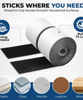 Rock Solid Heavy Duty Hook And Loop Tape Black Self Adhesive Fastener Strips shown on smooth surfaces for versatile application.