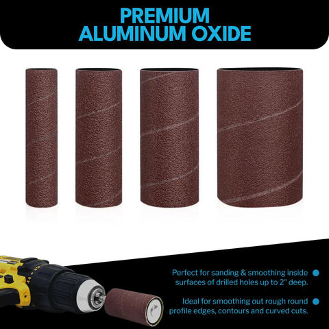 16 Piece Sanding Drum And Sleeve Set For Drill, Drill Press And Die Grinder Spindle Sander Attachment with sanding sleeves.