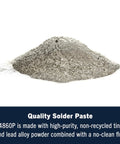 Leaded Solder Paste 63/37 No Clean Flux Excellent Wettability All In One 35 G Pneumatic Dispenser showing paste material close-up.