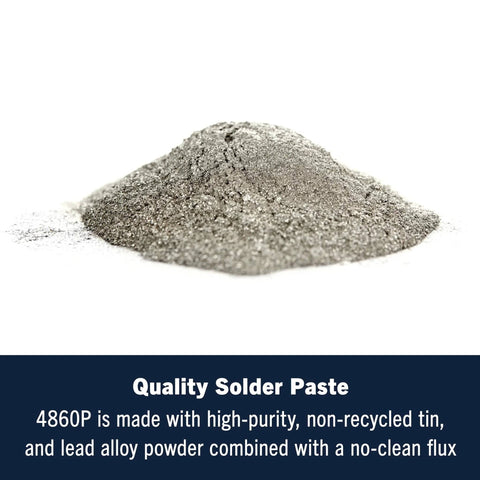 Leaded Solder Paste 63/37 No Clean Flux Excellent Wettability All In One 35 G Pneumatic Dispenser showing paste material close-up.
