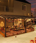 10 Ft By 20 Ft Lean To Gazebo With Hardtop Metal Pergola And Polycarbonate Roof, Wall Mounted Heavy Duty Awnings on patio