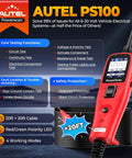 PowerScan PS100 Circuit Tester 2 Point 0 12 24V Automotive Electrical Probe Tool For DIYers And Pros Fast Diagnostics Live Circuit Testing Ground Check Clip Probes Troubleshooting Made Easy, red handheld with 20ft cable