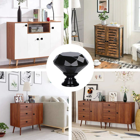 Slick Black Diamond Crystal Glass Drawer Knobs 30mm 10 Pack With Screws In Three Lengths 0.8in 1.0in 1.4in For Cabinets Dressers Cupboards Chests And Home Office Furniture on cabinets