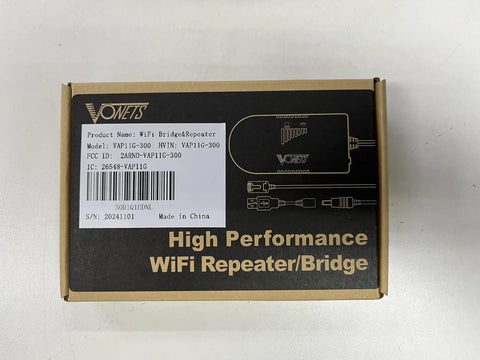 Dead Simple Wifi To Ethernet Adapter And Wireless Repeater in packaging, model VAP11G-300, ideal for smooth streaming and IP cameras.