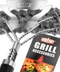 Close-up of Bristle Free Grill Brush For Outdoor Grills Safe BBQ Cleaner That Wont Shed Bristles 18 Inch Stainless Steel Grill Cleaning Tool Kit