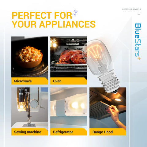 Microwave Light Bulb 125V 40W E17 Base Pack Of 8 For Whirlpool Maytag Stoves, images of compatible appliances